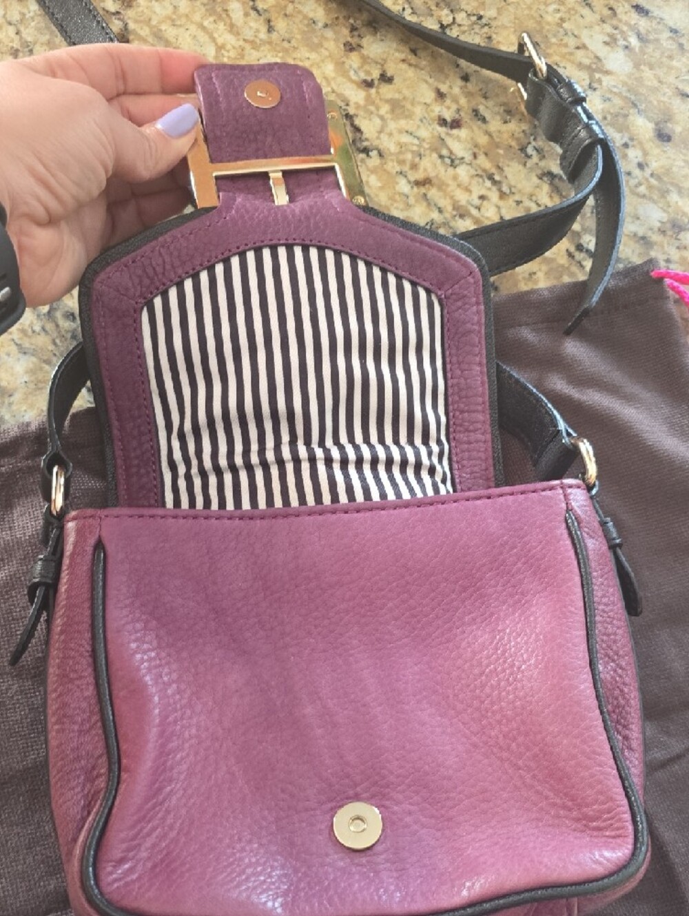 kate spade Plum/Pink Leather Crossbody with Contrast Trim Dustbag Included. - Picture 6 of 9